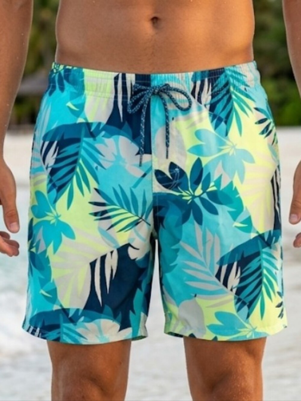 Old Navy Blue and Green Tropical Print Swim Trunks